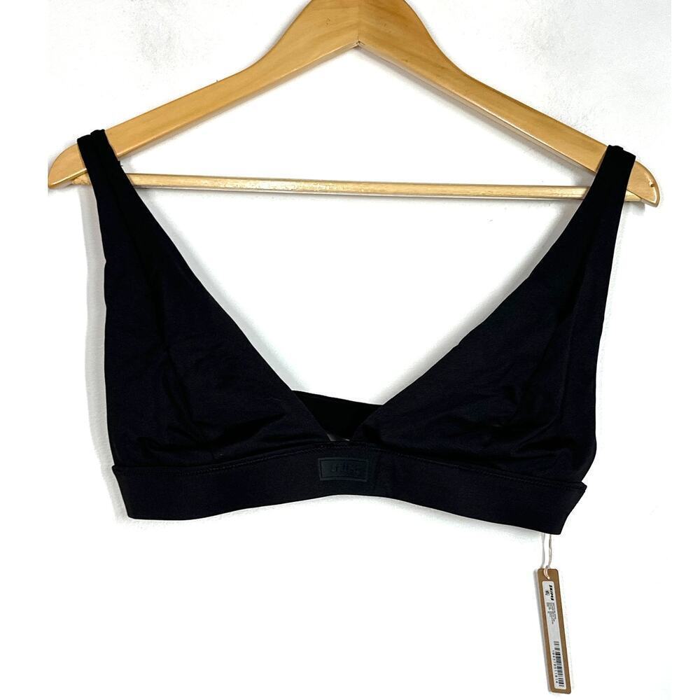 SKIMS Signature Swim Plunge Bikini Top Beach Swimwear Onyx Black NWT XL